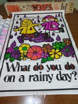 VTG 1971 Psychedelic Posters Art For Children Ultra Rare Hippie Rainbow Crafts