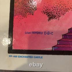 VTG 70s'Enchanted Castle' Velva-Print Blacklight Poster Psychedelic LAMINATED