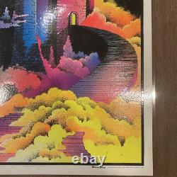 VTG 70s'Enchanted Castle' Velva-Print Blacklight Poster Psychedelic LAMINATED
