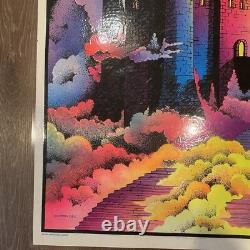 VTG 70s'Enchanted Castle' Velva-Print Blacklight Poster Psychedelic LAMINATED