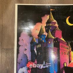 VTG 70s'Enchanted Castle' Velva-Print Blacklight Poster Psychedelic LAMINATED