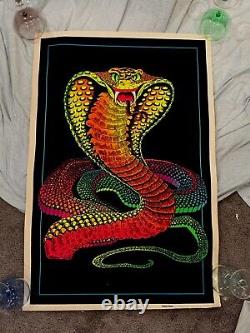 VTG 70s Velva-Print COBRA #PP-457 Blacklight Velvet Poster 23 x 35 RARE HTF