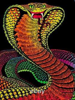 VTG 70s Velva-Print COBRA #PP-457 Blacklight Velvet Poster 23 x 35 RARE HTF