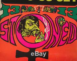 VTG Black Light Poster 1970s Lets Go Get Stoned Blacklight 60s Acid Biker Art 13