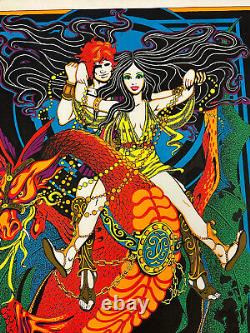 VTG FLYING DRAGON 1970's PSYCHEDELIC BLACKLIGHT POSTER AA Sales Signed C&R 131