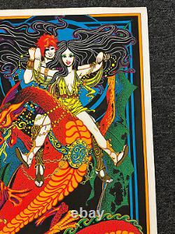 VTG FLYING DRAGON 1970's PSYCHEDELIC BLACKLIGHT POSTER AA Sales Signed C&R 131