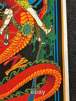 VTG FLYING DRAGON 1970's PSYCHEDELIC BLACKLIGHT POSTER AA Sales Signed C&R 131