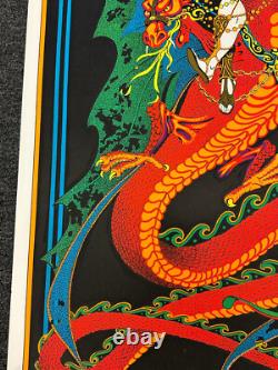 VTG FLYING DRAGON 1970's PSYCHEDELIC BLACKLIGHT POSTER AA Sales Signed C&R 131