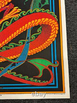 VTG FLYING DRAGON 1970's PSYCHEDELIC BLACKLIGHT POSTER AA Sales Signed C&R 131