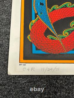 VTG FLYING DRAGON 1970's PSYCHEDELIC BLACKLIGHT POSTER AA Sales Signed C&R 131