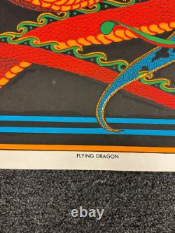 VTG FLYING DRAGON 1970's PSYCHEDELIC BLACKLIGHT POSTER AA Sales Signed C&R 131