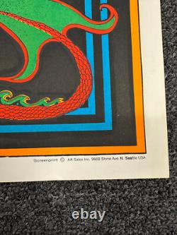 VTG FLYING DRAGON 1970's PSYCHEDELIC BLACKLIGHT POSTER AA Sales Signed C&R 131