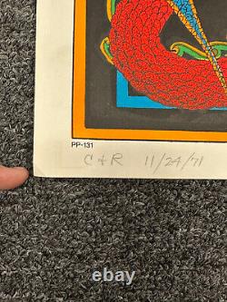 VTG FLYING DRAGON 1970's PSYCHEDELIC BLACKLIGHT POSTER AA Sales Signed C&R 131