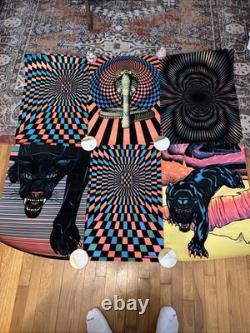 VTG Lot Of 6 Panther Snake blacklight poster pro arts velvet flocked 28 X 20