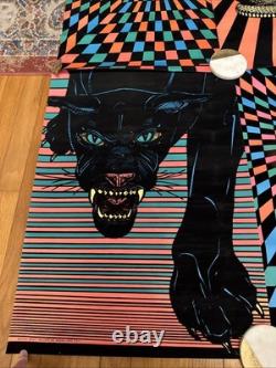 VTG Lot Of 6 Panther Snake blacklight poster pro arts velvet flocked 28 X 20