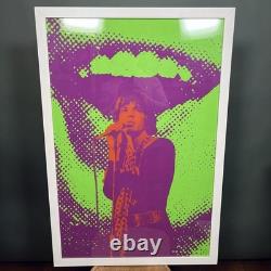 VTG Mick Jagger Blacklight Poster Gemini Rising 1970 Ron Lieberman Framed 25x38
