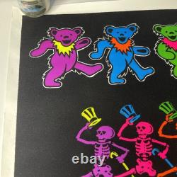 VTG NOS 1996 Flocked Grateful Dead Dancing Bears Skeletons Blacklight Poster 871