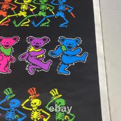 VTG NOS 1996 Flocked Grateful Dead Dancing Bears Skeletons Blacklight Poster 871