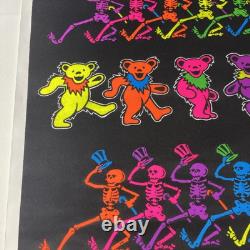 VTG NOS 1996 Flocked Grateful Dead Dancing Bears Skeletons Blacklight Poster 871