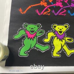 VTG NOS 1996 Flocked Grateful Dead Dancing Bears Skeletons Blacklight Poster 871