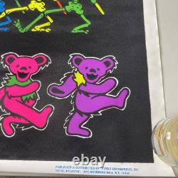 VTG NOS 1996 Flocked Grateful Dead Dancing Bears Skeletons Blacklight Poster 871
