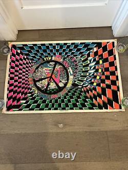 VTG Psychedelic 1970s Platt Blacklight Poster Power Of Eunice 23x35 WithWEAR