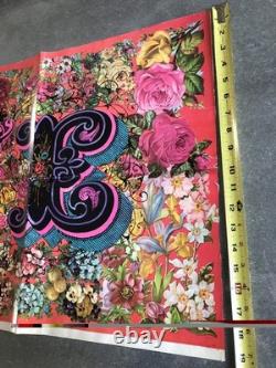 VTG Psychedelic 60's Hippie LOVE Burst poster 48X19 Black light Floral Birds