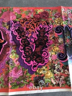 VTG Psychedelic 60's Hippie LOVE Burst poster 48X19 Black light Floral Birds