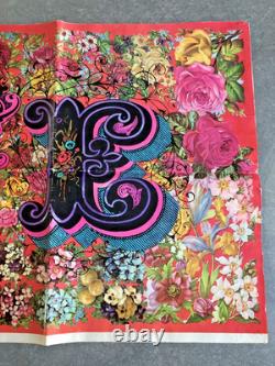 VTG Psychedelic 60's Hippie LOVE Burst poster 48X19 Black light Floral Birds