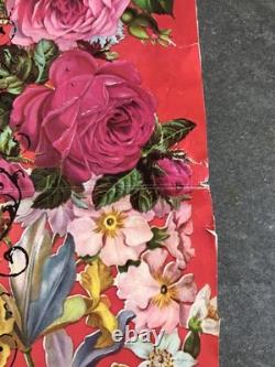 VTG Psychedelic 60's Hippie LOVE Burst poster 48X19 Black light Floral Birds