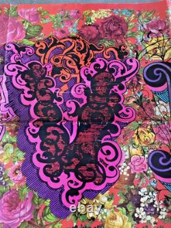 VTG Psychedelic 60's Hippie LOVE Burst poster 48X19 Black light Floral Birds
