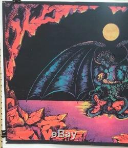 Vampire Bat Woman Nude 1972 Gemini Rising Black Light Poster Original