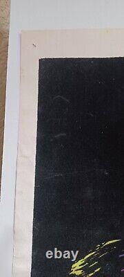 Velva-Print 1970s Vintage Blacklight Poster RARE COUGAR Velvet Fuzzy Felt