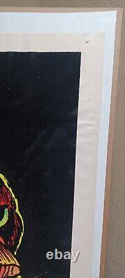 Velva-Print 1970s Vintage Blacklight Poster RARE COUGAR Velvet Fuzzy Felt