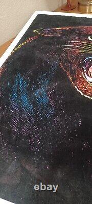Velva-Print 1970s Vintage Blacklight Poster RARE COUGAR Velvet Fuzzy Felt