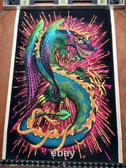 Velvet Poster Fire Dragon Blacklight Retro 1970s USA 35x23