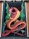 Velvet Poster Flaming Serpent Dragon Blacklight Retro 1970s New Nos Usa 35x23