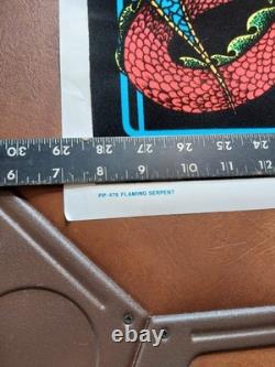 Velvet Poster Flaming Serpent Dragon Blacklight Retro 1970s NEW NOS USA 35x23