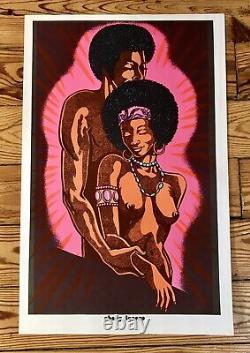 Velvet Screen Enterprises Print Black Light Poster Ebony Love 1970s Afro Lovers