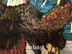 Very Cool Original'73 BlackLight Eagle Poster with Velvety Feel To Feathers Rare