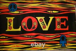 Very Rare Vintage 1969 Houston Blacklight Poster LOVE 22 x 34
