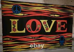 Very Rare Vintage 1969 Houston Blacklight Poster LOVE 22 x 34