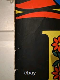 Very Rare Vintage 1969 Houston Blacklight Poster LOVE 22 x 34