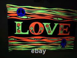 Very Rare Vintage 1969 Houston Blacklight Poster LOVE 22 x 34