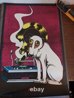 Victor smoking dog Petagno blacklight poster VTG 1972 Saladin 22.5x34.5