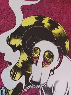 Victor smoking dog Petagno blacklight poster VTG 1972 Saladin 22.5x34.5