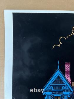 Victorian house blacklight poster vintage original flocked velvet 1970s