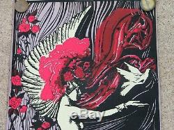 Vintage 1960's Hambly Studios Lady Dove Peace Psychedelic Black Light Poster