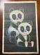 Vintage 1960s 70s Blacklight Poster Cute Panda Bears Not Flocked Very Rare 23x35