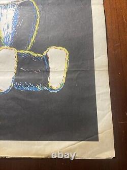 Vintage 1960s 70s Blacklight Poster Cute Panda Bears Not Flocked Very Rare 23x35